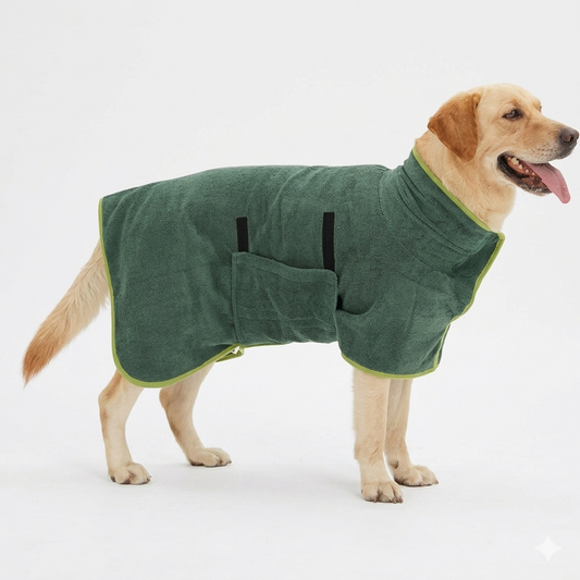 Dog Bathrobe — Ultra-Absorbent Microfiber Drying Towel | Fast Dry After Bath, Walks & Swims