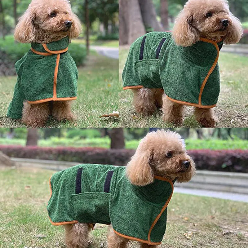 Dog Bathrobe — Ultra-Absorbent Microfiber Drying Towel | Fast Dry After Bath, Walks & Swims